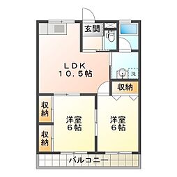 グリーンハイツ・リラ 2LDKの間取図画像