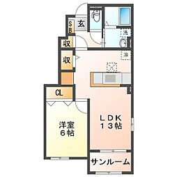 サニーハイツSEINAIK 1LDKの間取図画像