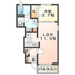 アルカンシェル大園 1LDKの間取図画像