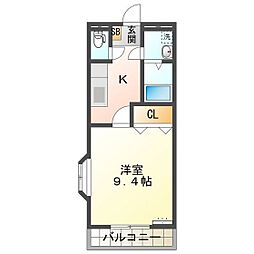 サンコーポヒロサワ 1Kの間取図画像
