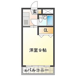 カーサ・ドゥーズ 1Kの間取図画像