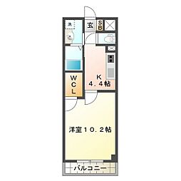 サクラーレ 1Kの間取図画像