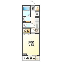 ベルスクエア 1Kの間取図画像