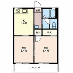 メゾンドさくら 2Kの間取図画像