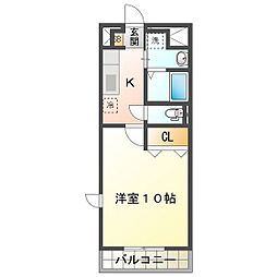 メゾンモンマルトル西古河 1Kの間取図画像