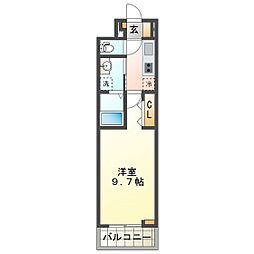 ヒカルサ津市桜橋中央 1Kの間取図画像