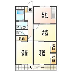西浜ハイツ第二 3DKの間取図画像