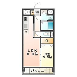 シンフォニー半田 1LDKの間取図画像