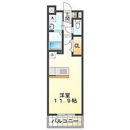ドゥ・クール ワンルームの間取図画像