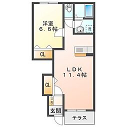 フォレスト 1LDKの間取図画像