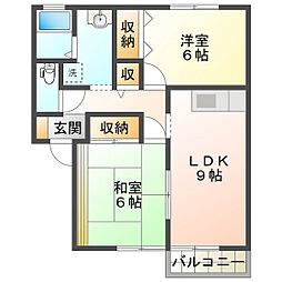 ロイヤルガーデンA 2LDKの間取図画像
