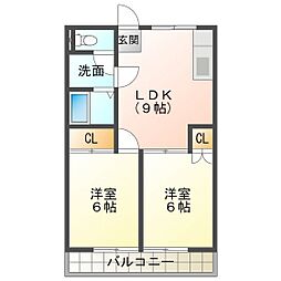 ビューハイツ桜田 2LDKの間取図画像