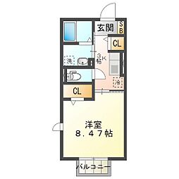 D-ROOMYH 1Kの間取図画像