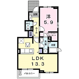 クオーレ2 1LDKの間取図画像