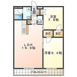 レジデンス四日市 2LDKの間取図画像