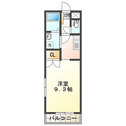ユーミークレセール ワンルームの間取図画像