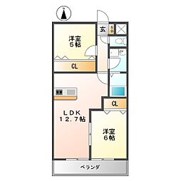 ハウス・ド・采女 2LDKの間取図画像