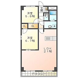 プロミネント四日市 2LDKの間取図画像