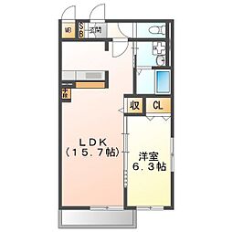 MoonRiver 1LDKの間取図画像