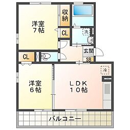 ウィルモアグッドラック 2LDKの間取図画像