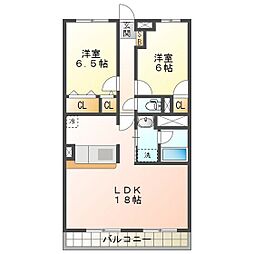 メゾンルミエール 2LDKの間取図画像