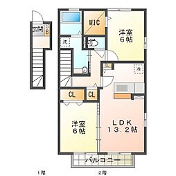スルモンエトワルB 2LDKの間取図画像