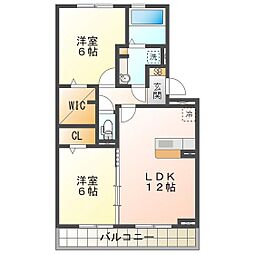 アミカブル 2LDKの間取図画像