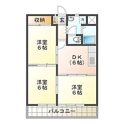 ユーズアーク 3DKの間取図画像