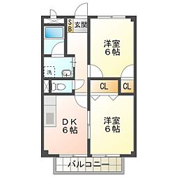 サープラス2ときわ 2DKの間取図画像