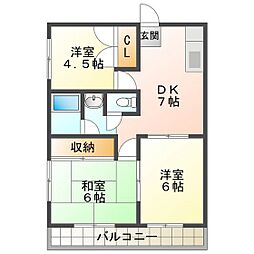 シャトータナカ 3DKの間取図画像