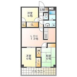 プロミネント四日市 3LDKの間取図画像