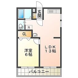 メモリーあかつき 1LDKの間取図画像