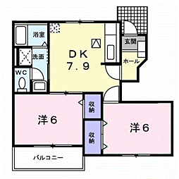 サンコートC 2DKの間取図画像