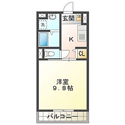 アーバンスカイ 1Kの間取図画像