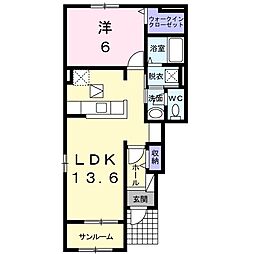 クローバーC 1LDKの間取図画像