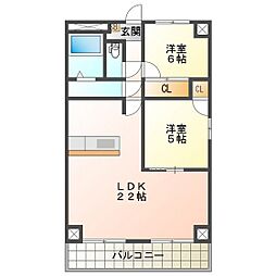 プロミネント四日市 2LDKの間取図画像