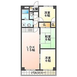 プロミネント四日市 3LDKの間取図画像