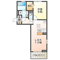 カーサフェリスB 1LDKの間取図画像