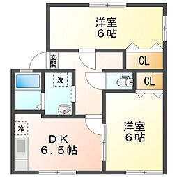 タウニーTYM 2DKの間取図画像