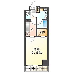 プレミアムタウンプレイス 1Kの間取図画像