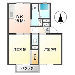 セジュール大宮 2DKの間取図画像