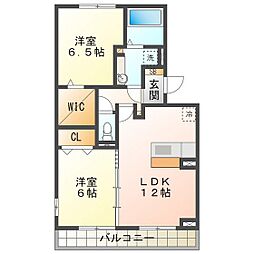 ラトゥール 2LDKの間取図画像