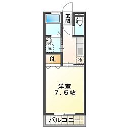 小古曽ヒルズ 1Kの間取図画像