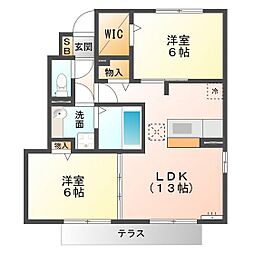 ブルームン 2LDKの間取図画像