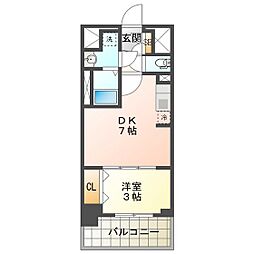 プレリス四日市ティエルナ 1DKの間取図画像