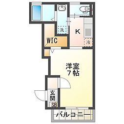 ラヴニール 1Kの間取図画像
