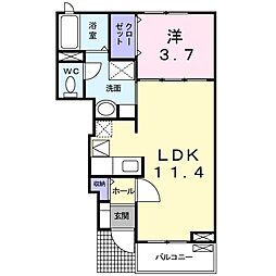 ドゥメゾンB 1LDKの間取図画像