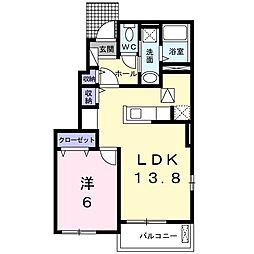 フオーチュネイトビレッジA 1LDKの間取図画像