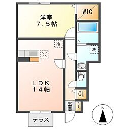 アーデフライアB 1LDKの間取図画像