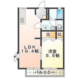 フレグランスかおりB 1LDKの間取図画像